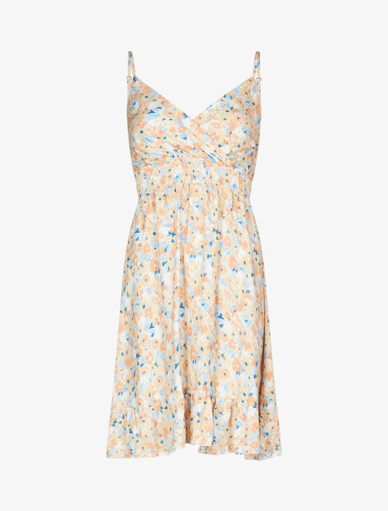 Robe légère fleurie à cache coeur - orange - 1