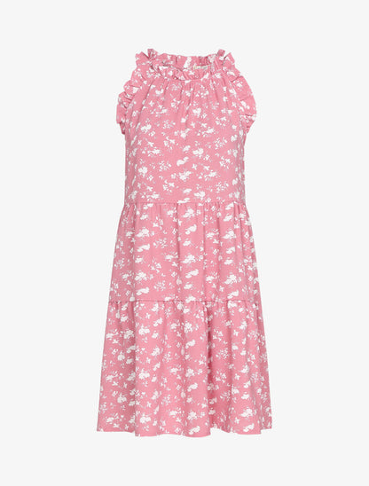 Robe trapèze à buste volanté - rose - 3