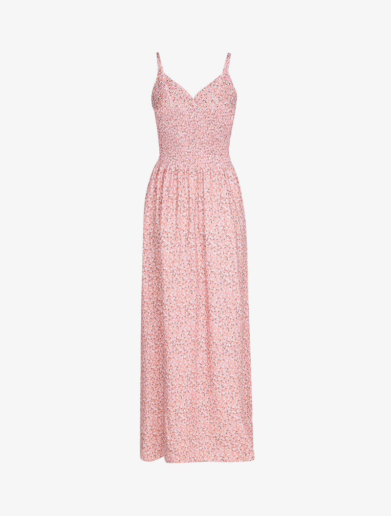 Robe longue imprimé fleurs de coton - rose - 2