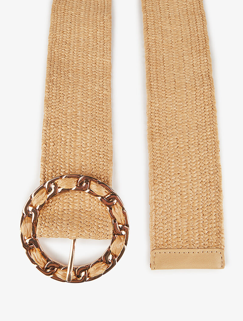 Ceinture à boucle ronde style chaîne - beige - 2