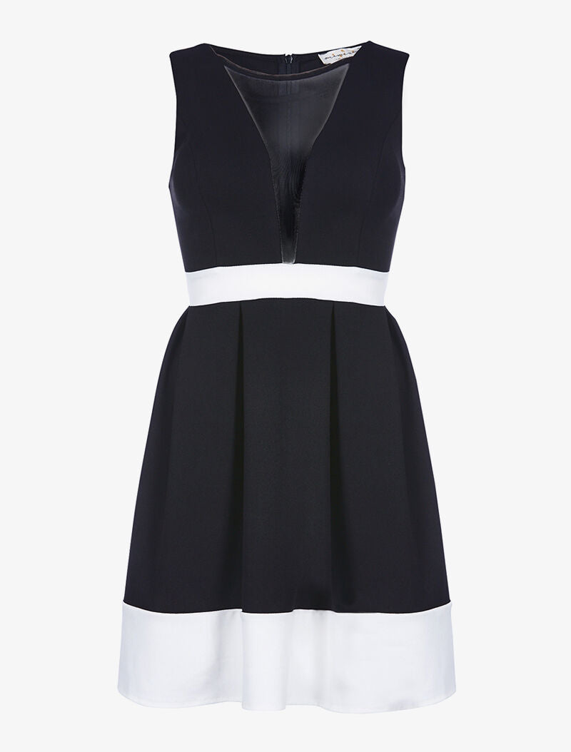 Robe évasée décolleté transparent - noir - 3