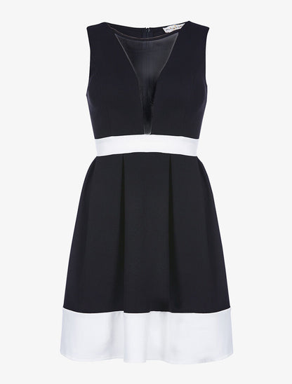 Robe évasée décolleté transparent - noir - 3