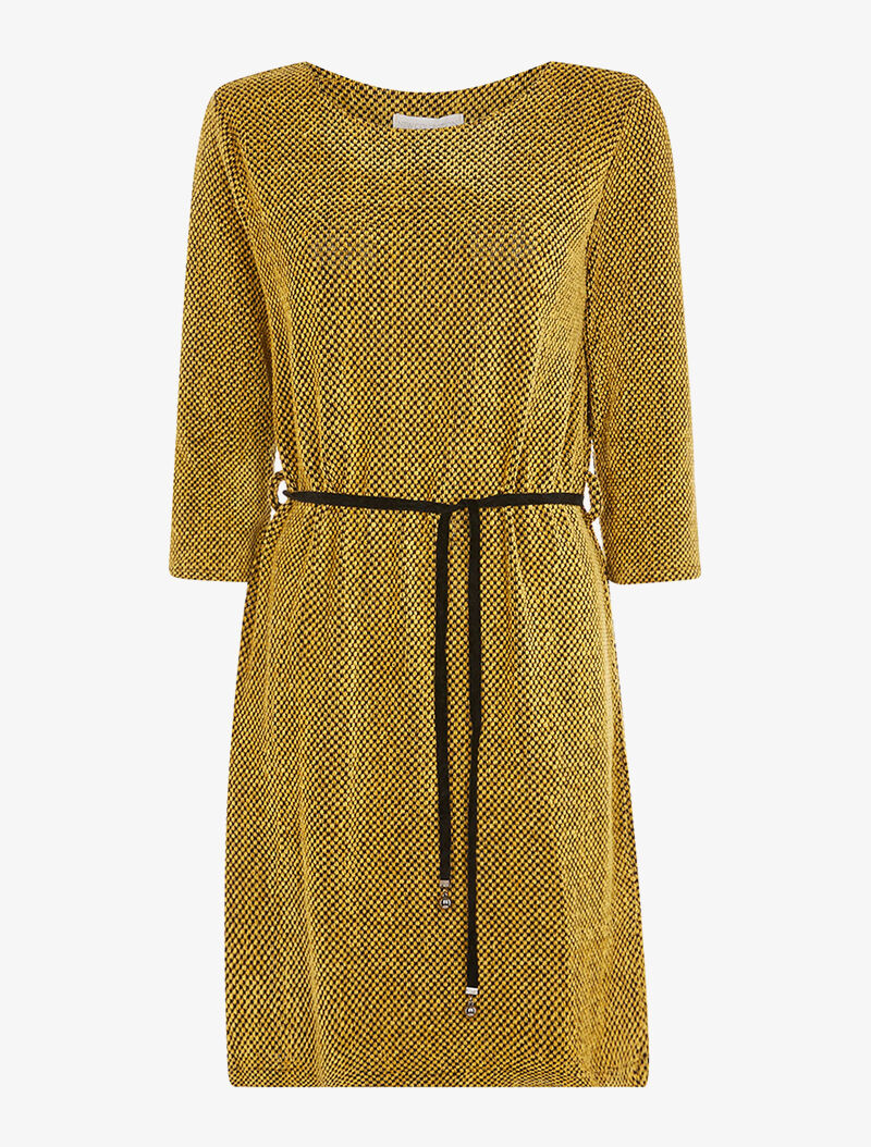 Robe-pull moulinée ceinture velours - moutarde - 3