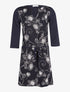 Robe droite brodée col V - marine - 3