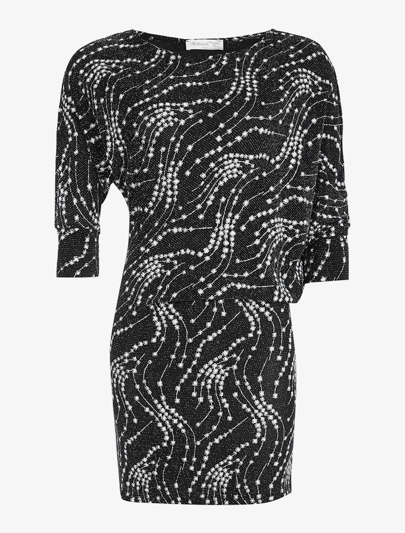 Robe pailletée asymétrique - noir - 1