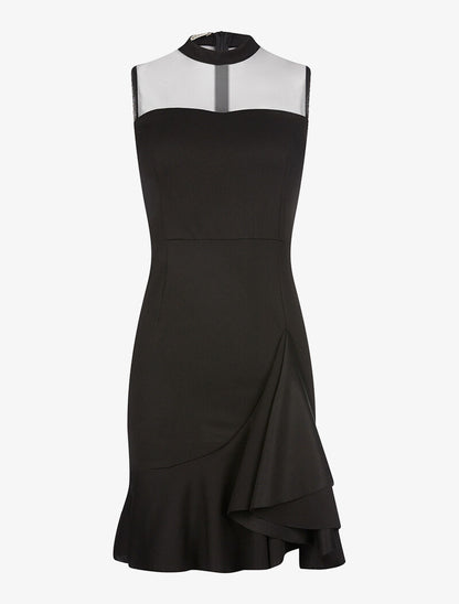 Robe bas volant en biais - noir - 1