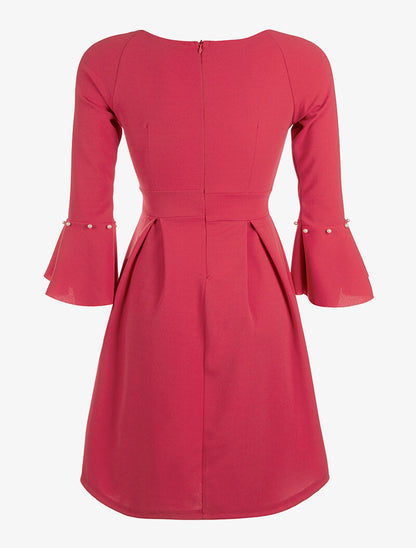 Robe évasée perlée - fushia - 2