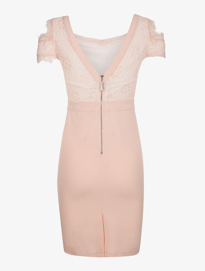Robe buste dentelle fleurie - rose - 2