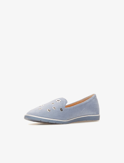 Slippers à oeillets argentés - bleu - 3