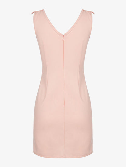 Robe plastron dentelle perlé - rose - 2