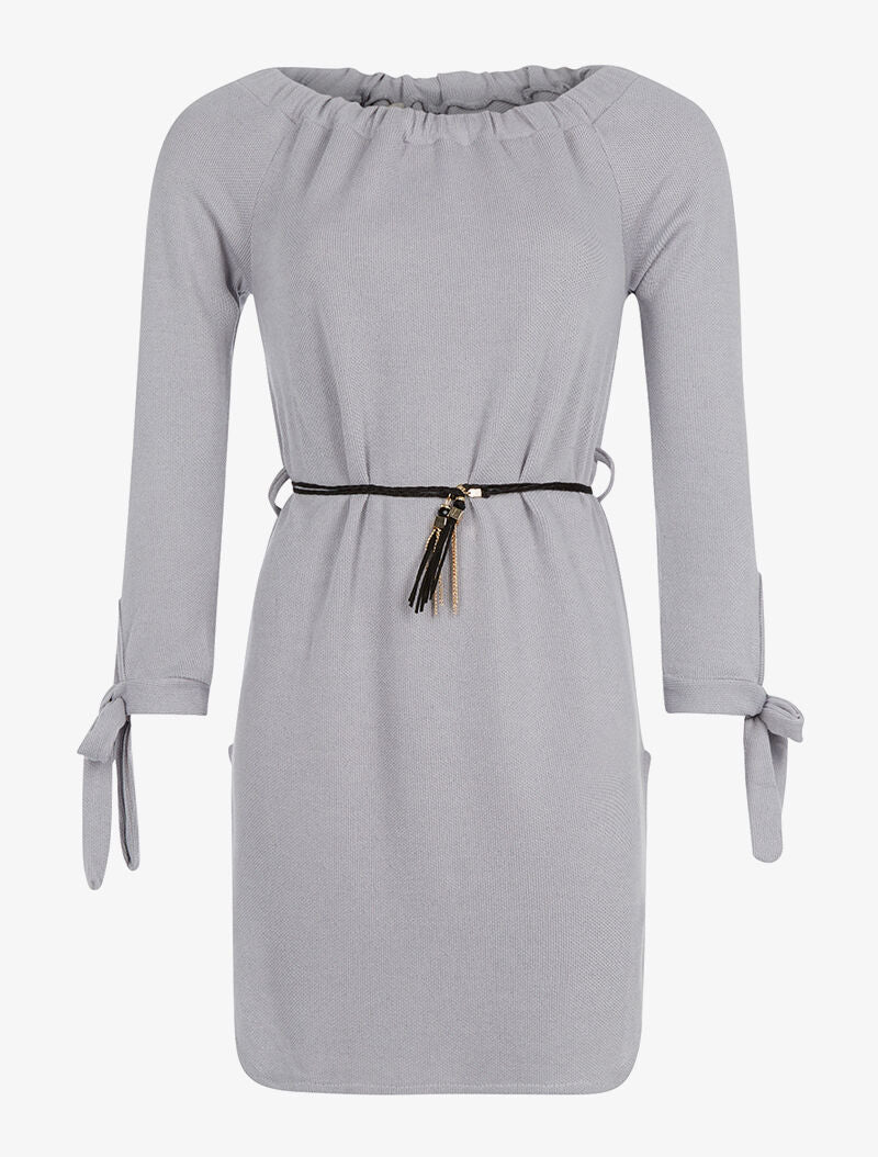 Robe-pull épaules nues - gris - 3