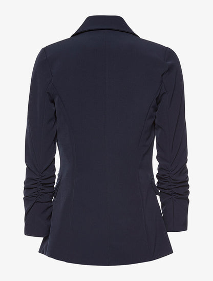 Blazer long manches froncées - marine - 2