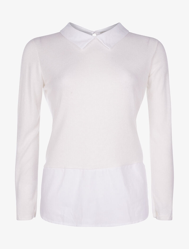 Pull doux détail chemise - blanc - 3
