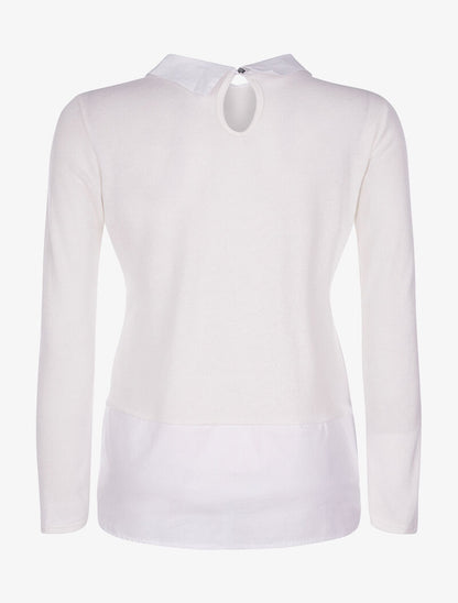 Pull doux détail chemise - blanc - 2