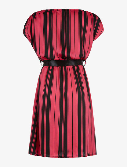 Robe satinée à rayures - fushia - 2