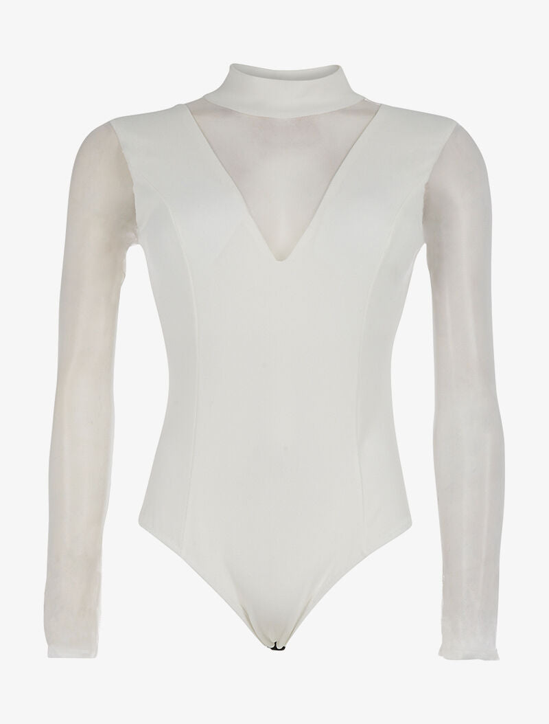 Body décolleté transparent - blanc - 3