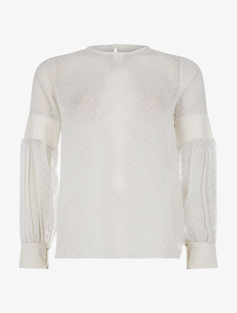 Blouse empiècement aux bras - blanc - 1