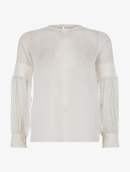 Blouse empiècement aux bras - blanc - 1