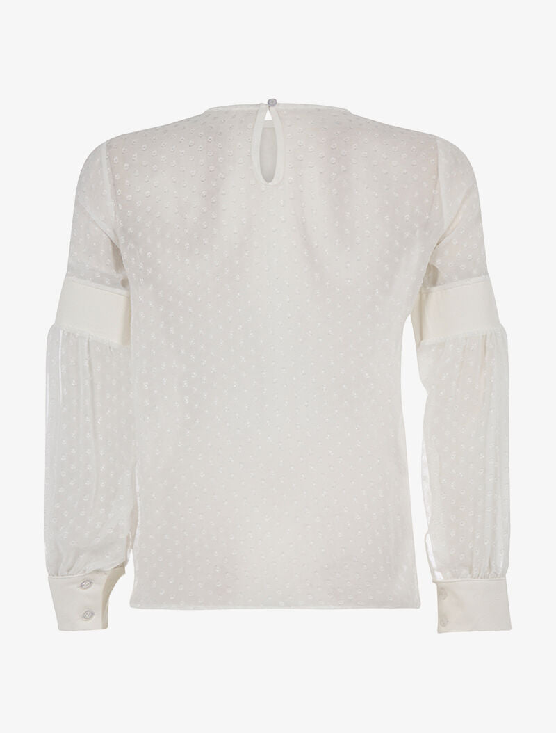 Blouse empiècement aux bras - blanc - 2