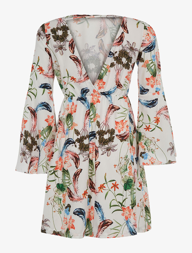 Robe imprimée dos V - blanc - 2