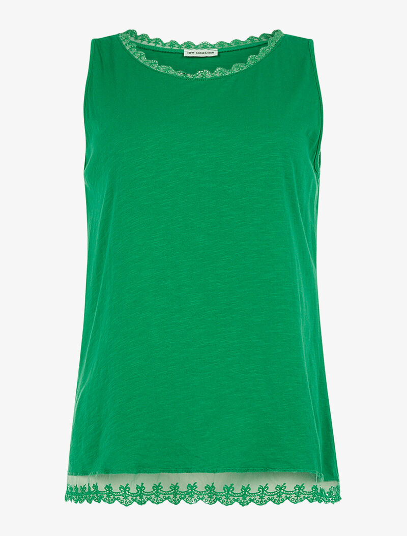 Débardeur basic à dentelle - vert - 1