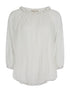 Top voile plissé col perlé - blanc - 1