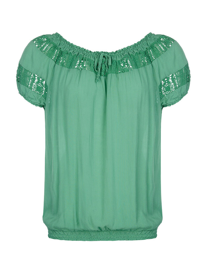 Top bordure dentelle - vert - 1