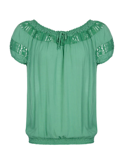 Top bordure dentelle - vert - 1