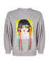 Sweat imprimé manches bouffantes - gris chiné - 1