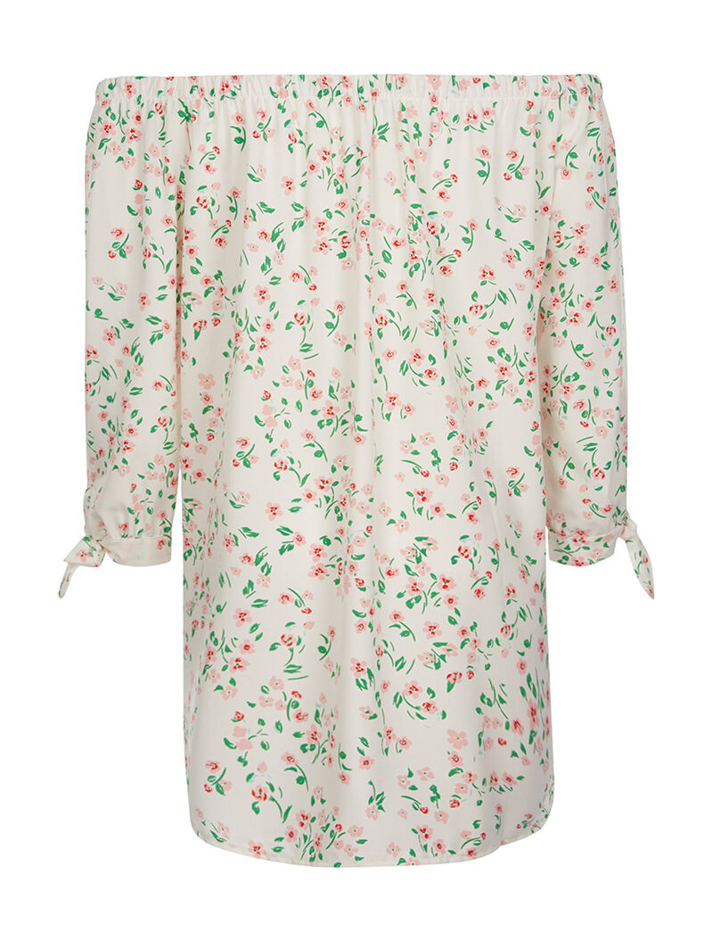 Robe à fleurs épaules nues - blanc - 2
