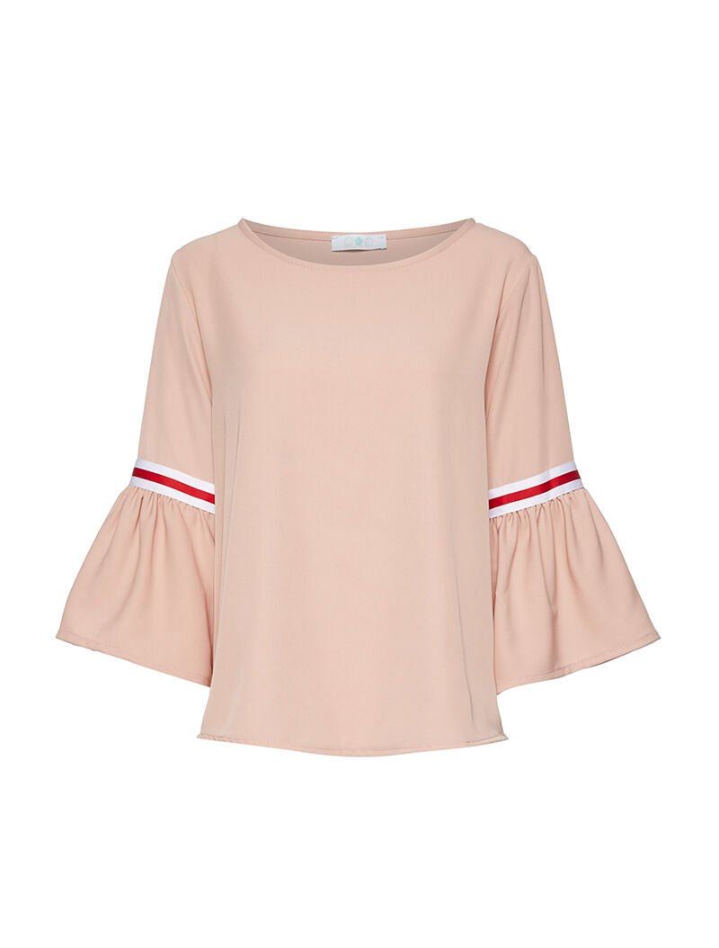 Top manches volantées à lignes sport - beige - 4