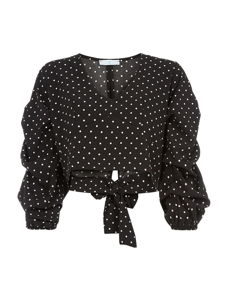 Crop top à pois - noir - 3