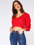 Crop top à pois - rouge - 1