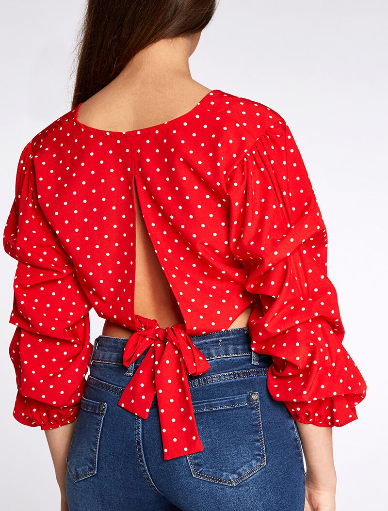 Crop top à pois - rouge - 3