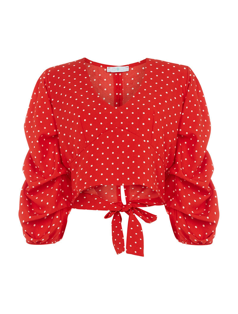 Crop top à pois - rouge - 4