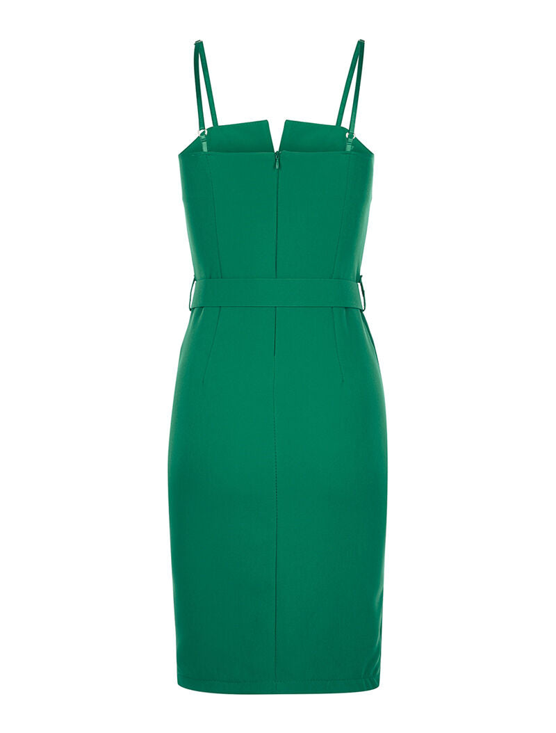 Robe décolleté V coqué - vert - 2