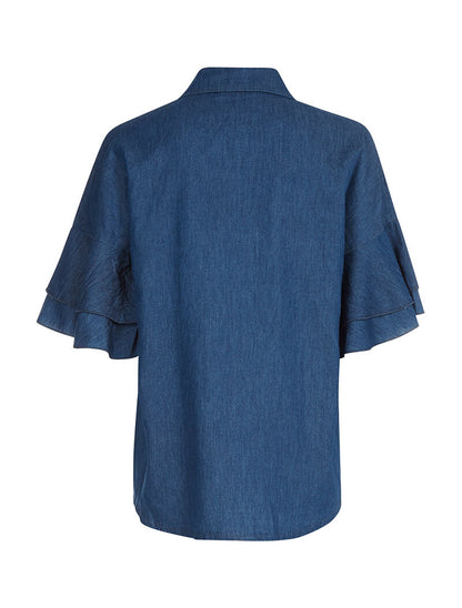 Chemise à manches volantées - denim - 2