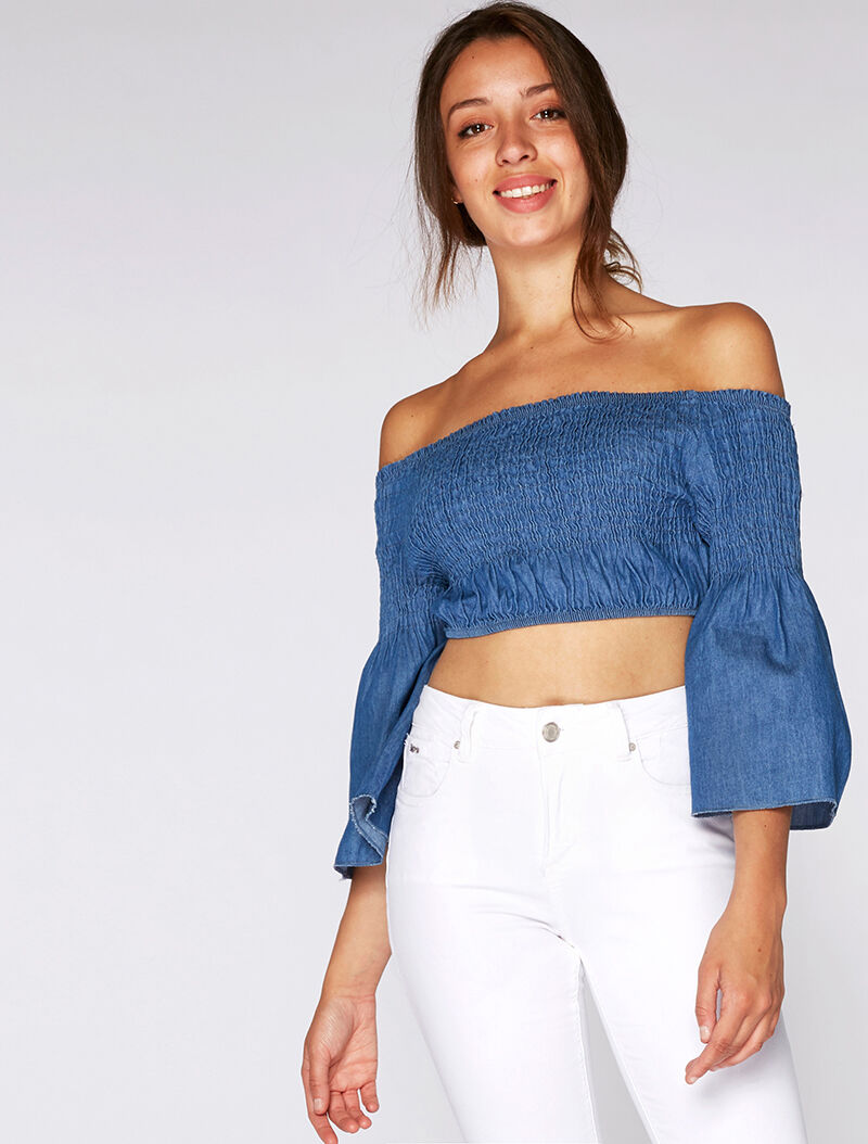 Crop-top en jean - denim - 1