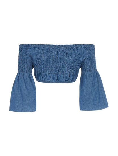 Crop-top en jean - denim - 5