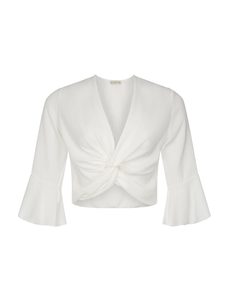 Crop-top coeur-croisé basic - blanc - 1
