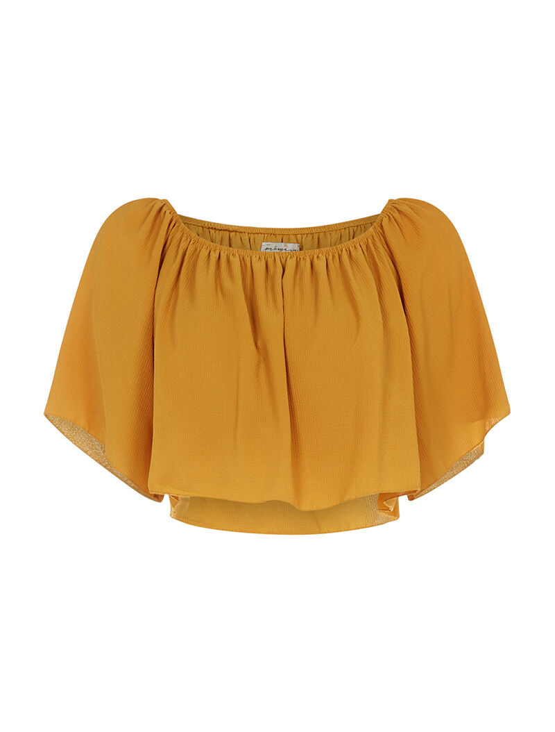 Crop-top volant en mousseline - moutarde - 3