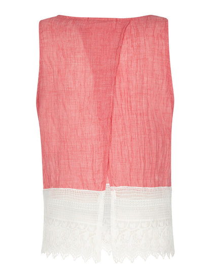 Débardeur dos ouvert à dentelle - rouge - 2