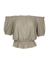 Blouse élastiquée unie - kaki - 1