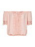 Top mousseline mancherons dentelle - rose - 1