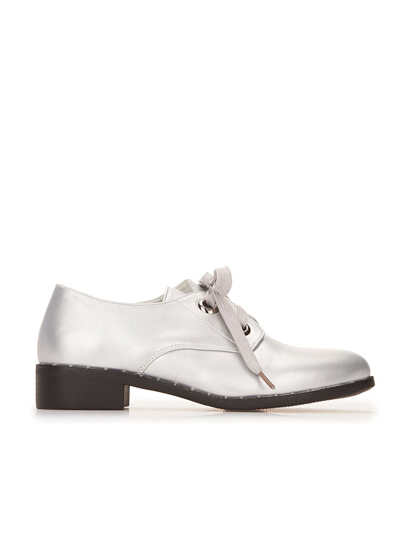 Derbies unies à oeillets - argent - 2