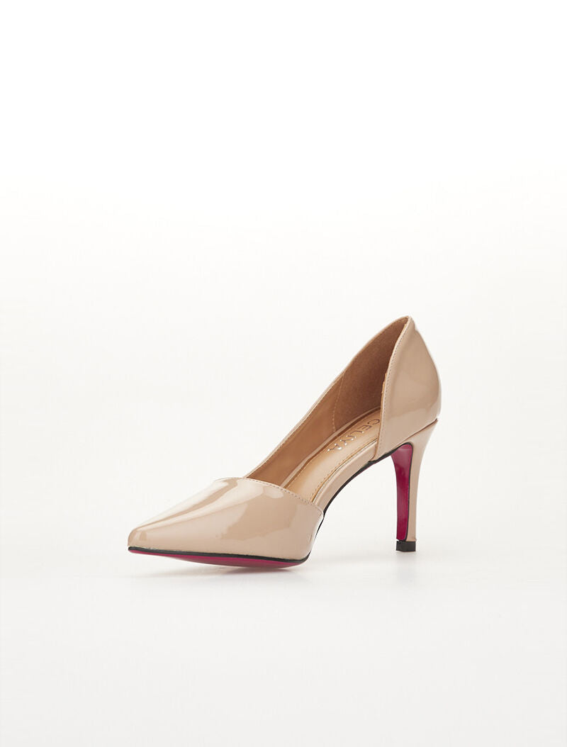 Escarpins métallisés ouverts - nude - 5