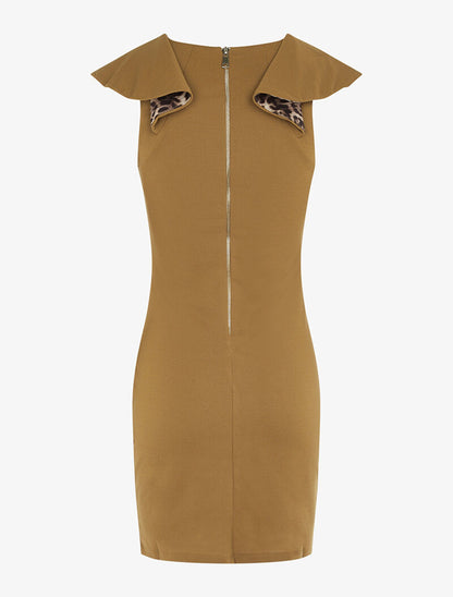 Robe à volants léopard - moutarde - 2