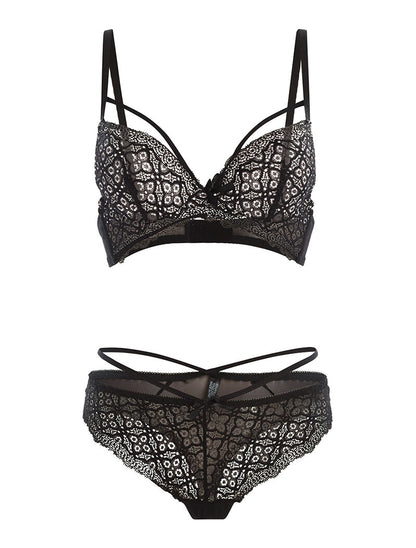 Ensemble SG et string poitrine lace - noir - 1
