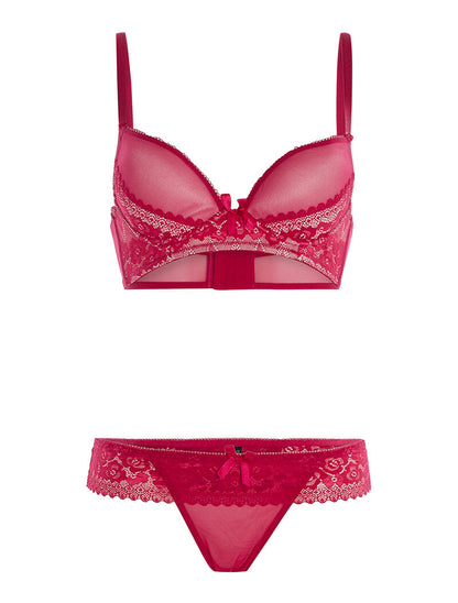 Ensemble SG et string à dentelle - fushia - 1