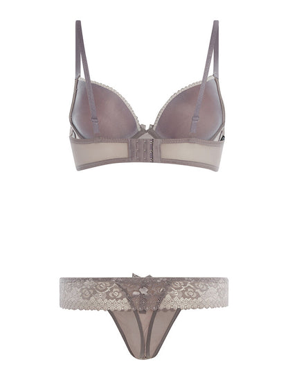 Ensemble SG et string à dentelle - gris - 2